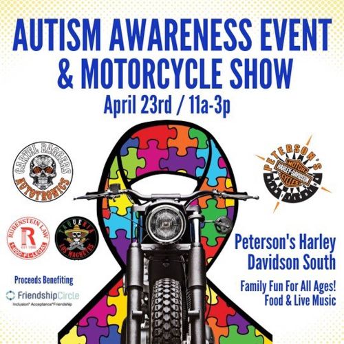 Evento de concientización sobre el autismo y exhibición de motocicletas